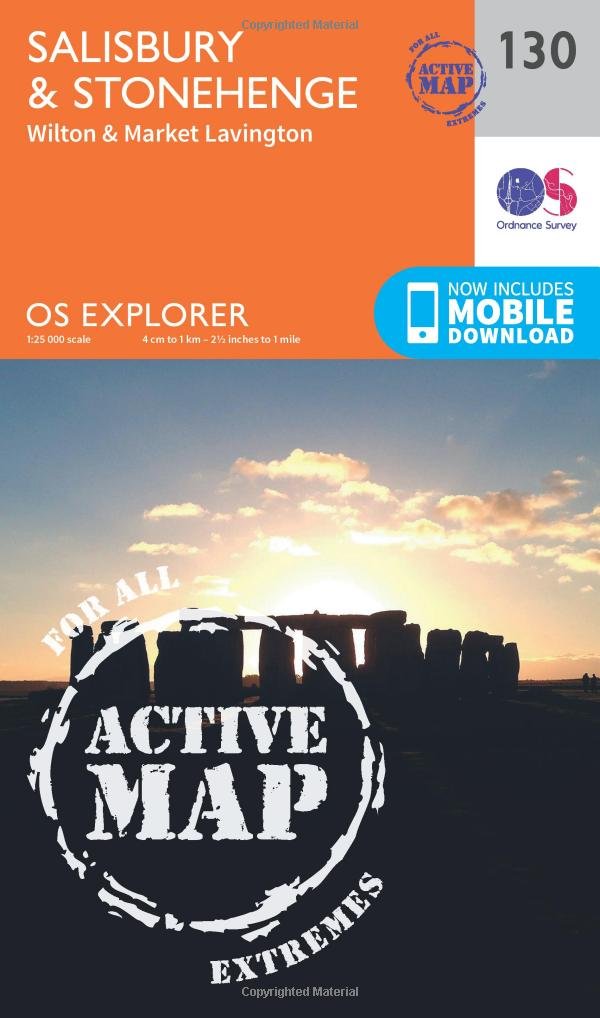 Salisbury & Stonehenge Map | Weatherproof | Wilton & Market Lavington | Ordnance Survey | OS Explorer Active Map 130 | England | Walks | Hiking | Maps | Adventure