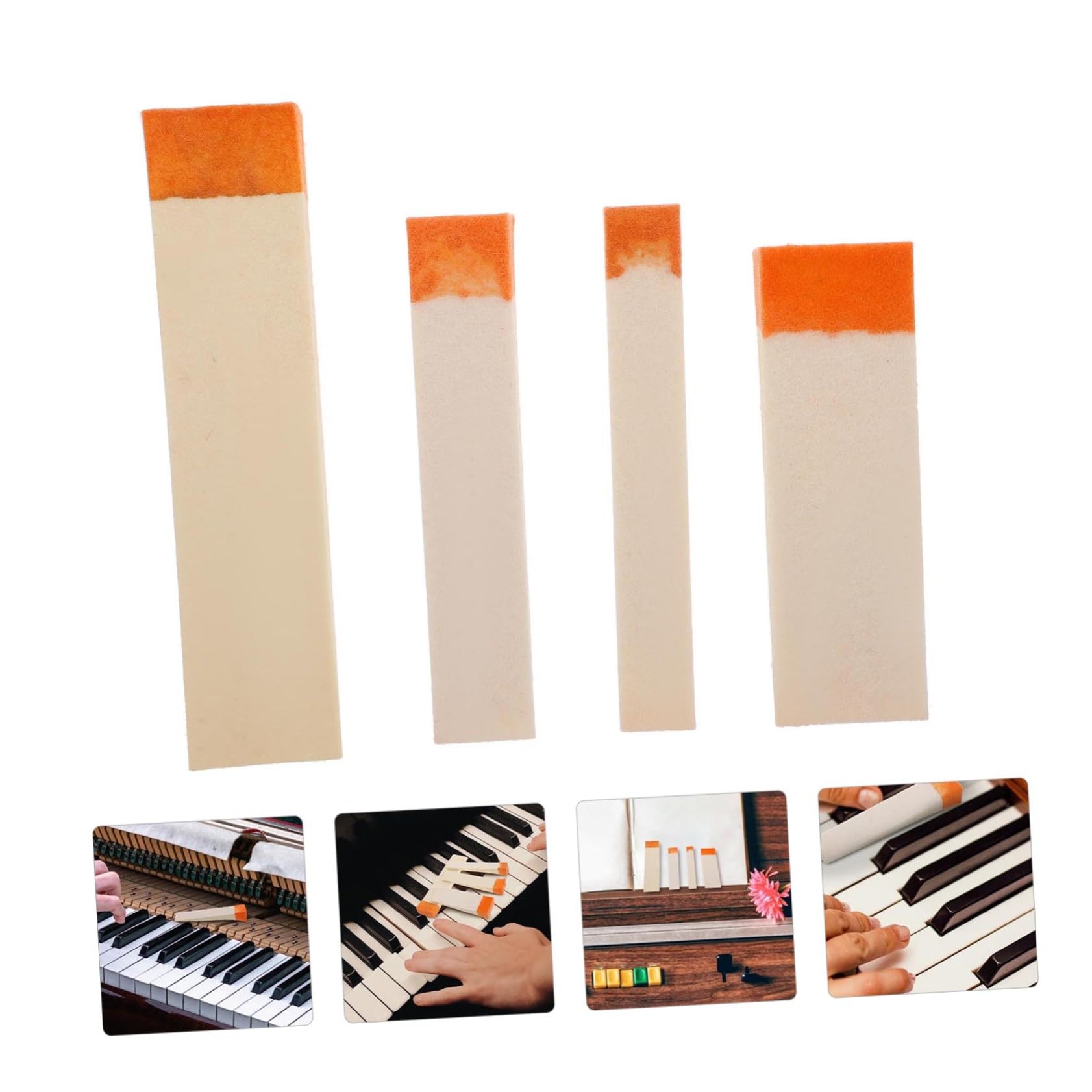 Kit de 4 Cuñas de Lana Naranja para Afinación de Pianos, Accesorios Prácticos Uso Conveniente para Cuerdas de Piano