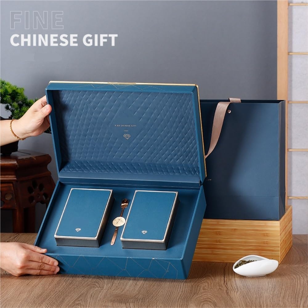 LYGSWDB Teedose, Großtee-Aufbewahrungsbehälter, Glas, versiegeltes Glas, quadratische Dose, Leere Dose, Bonbonglas, Tee-Set, Doppeldose, Geschenkbox-Set, Teedose (C)