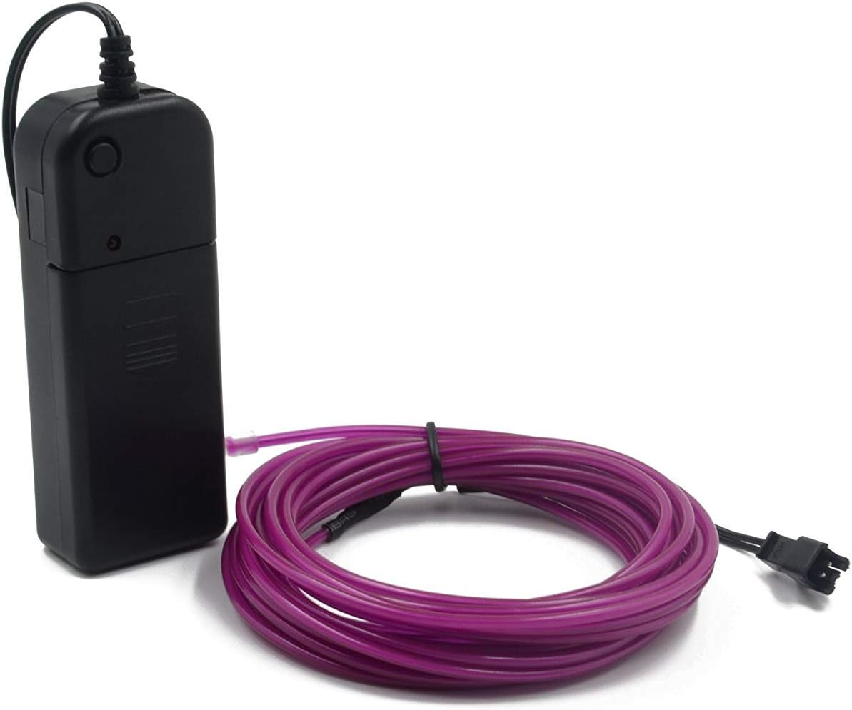 ABALDI EL Wire Battery Powered Flexible Portable Neon Light Illumination Electroluminescence Wire Pack High Brightness for Xmas Party Decoration(5m/16ft,Purple)