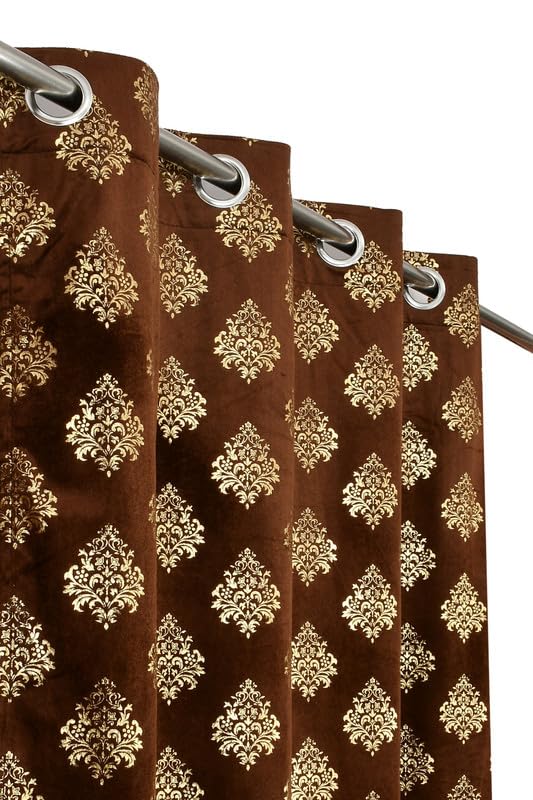 RED RIBBON DECOR Heavy Velvet Fabric Luxury Attractive Looks Room Darkening Royal Dmass Designer Curtains 6 Feet for Window, Brown, Pack of 2 Pieces (B0D491RLHR) Amazon Price History, Amazon Price Tracker