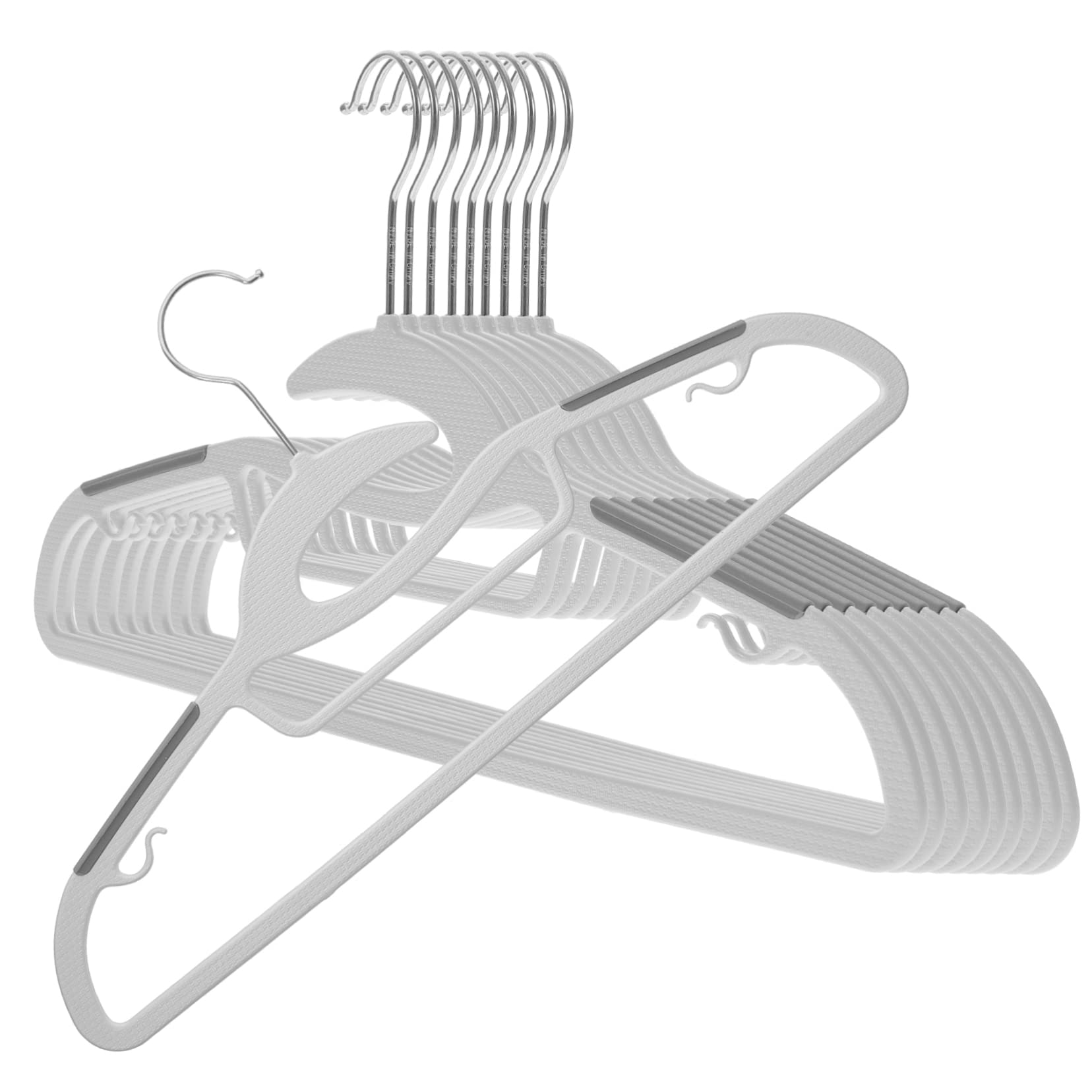 BUGUUYO 10pcs Extra Wide Non Slip Clothes Hangers Plastic Suit Hangers for Space Saving Organization Heavy Duty Design for Coats and Pants