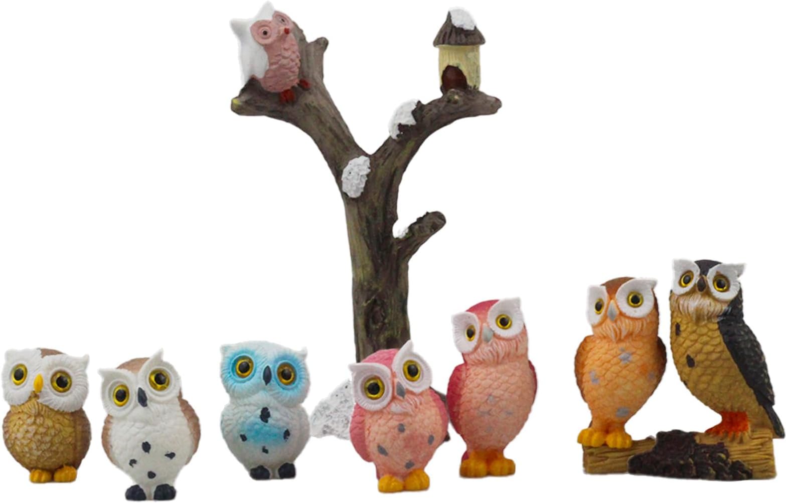 Amazon.com: XinTX 2 PCS Owl Statues Decor,Owl Reading Book Figurine ...