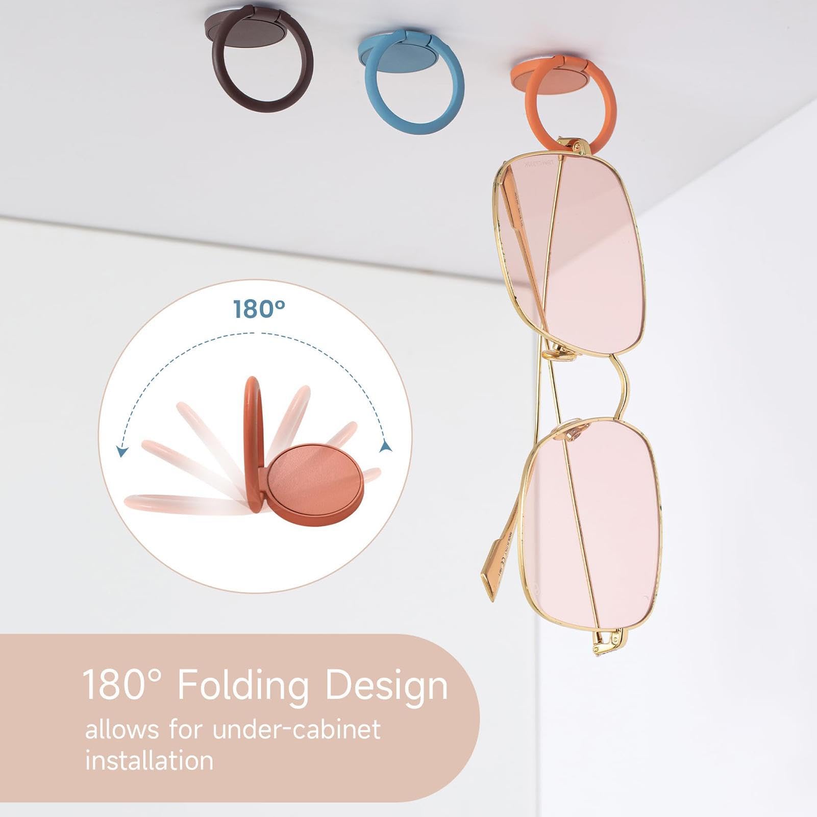 Lot De 6 Supports Muraux Rotatifs 360° Pour Lunettes De Soleil - Rangement Autocollant Pratique