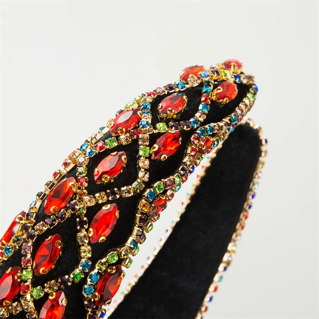 Fascia per capelli da donna a tesa larga, con strass, accessorio brillante per feste