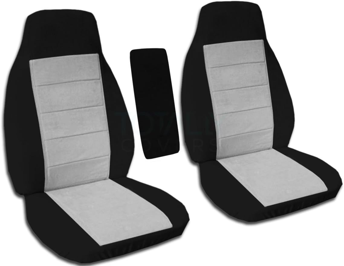 Totally Covers Compatible with 1998-2003 Ford Ranger Two-Tone Truck Bucket Seat Covers w Center Armrest Cover: Black and Gray (21 Colors) Regular Cab/XCab w/wo Lumbar/Recliner