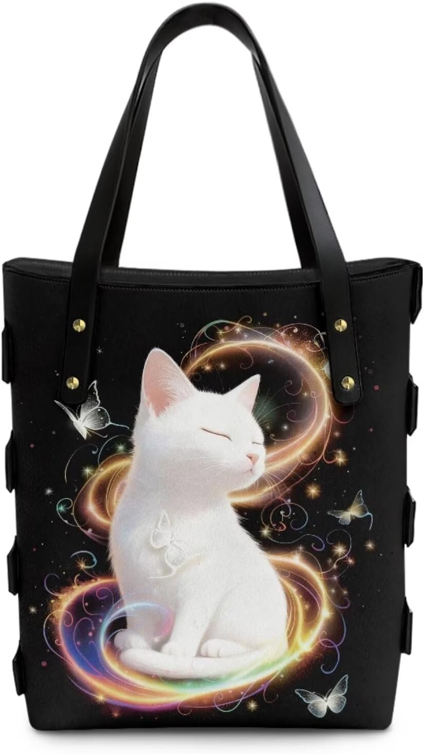 Rchsomd Cat Butterfly Print DIY Shoulder Handbags for Women Spacious DIY Bucket Bag Making Kit Trendy Shoulder Hobo Oversize Satchels for Shopping, Work, Travel