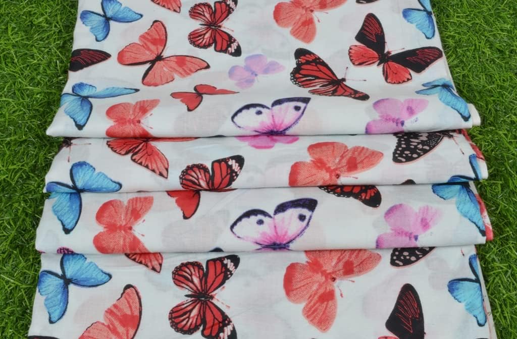 Beautifuly Designed Dress Making Hand Block Printed Fabric |Indian Cotton Craft Sewing Material Supplies | Fabric for Quilt Making | 5 Yard; White