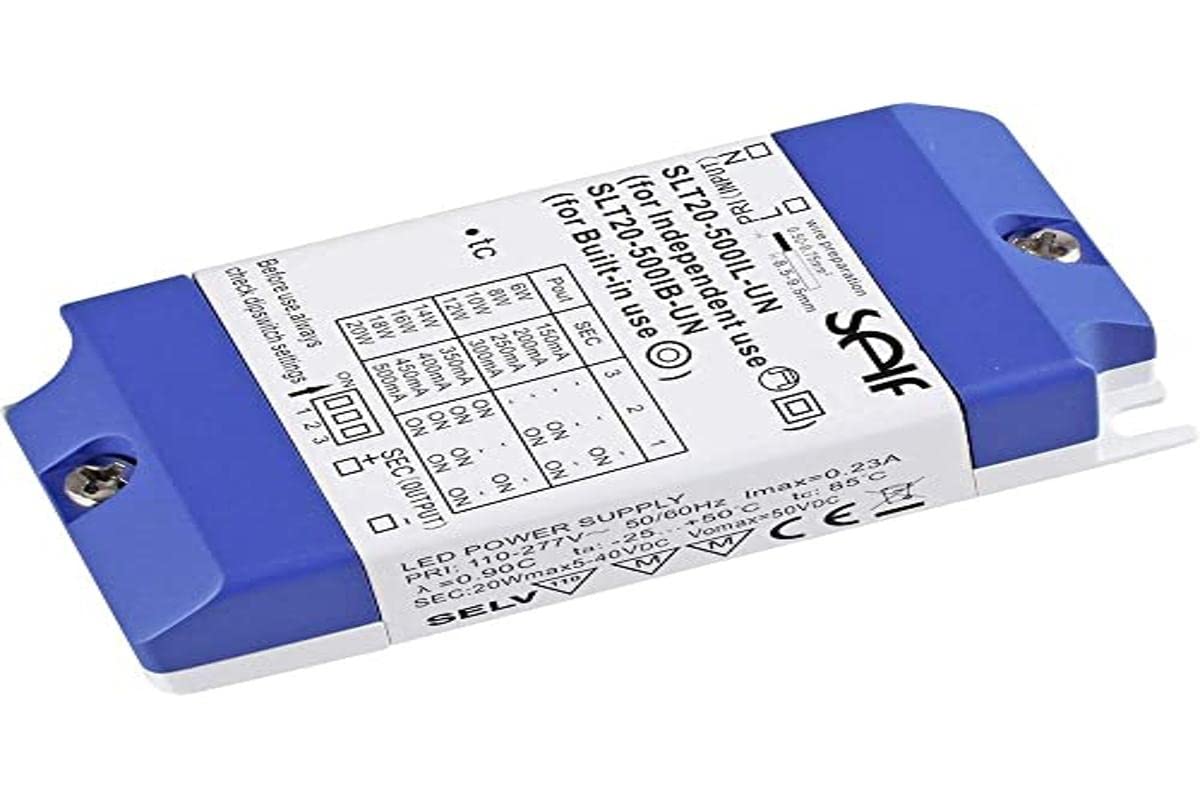 Self Electronics Möbelzula SLT20-500IL-UN LED Driver Constant Current 20W 150-500mA 2.0-42.0 V/DC, Grey, Blue