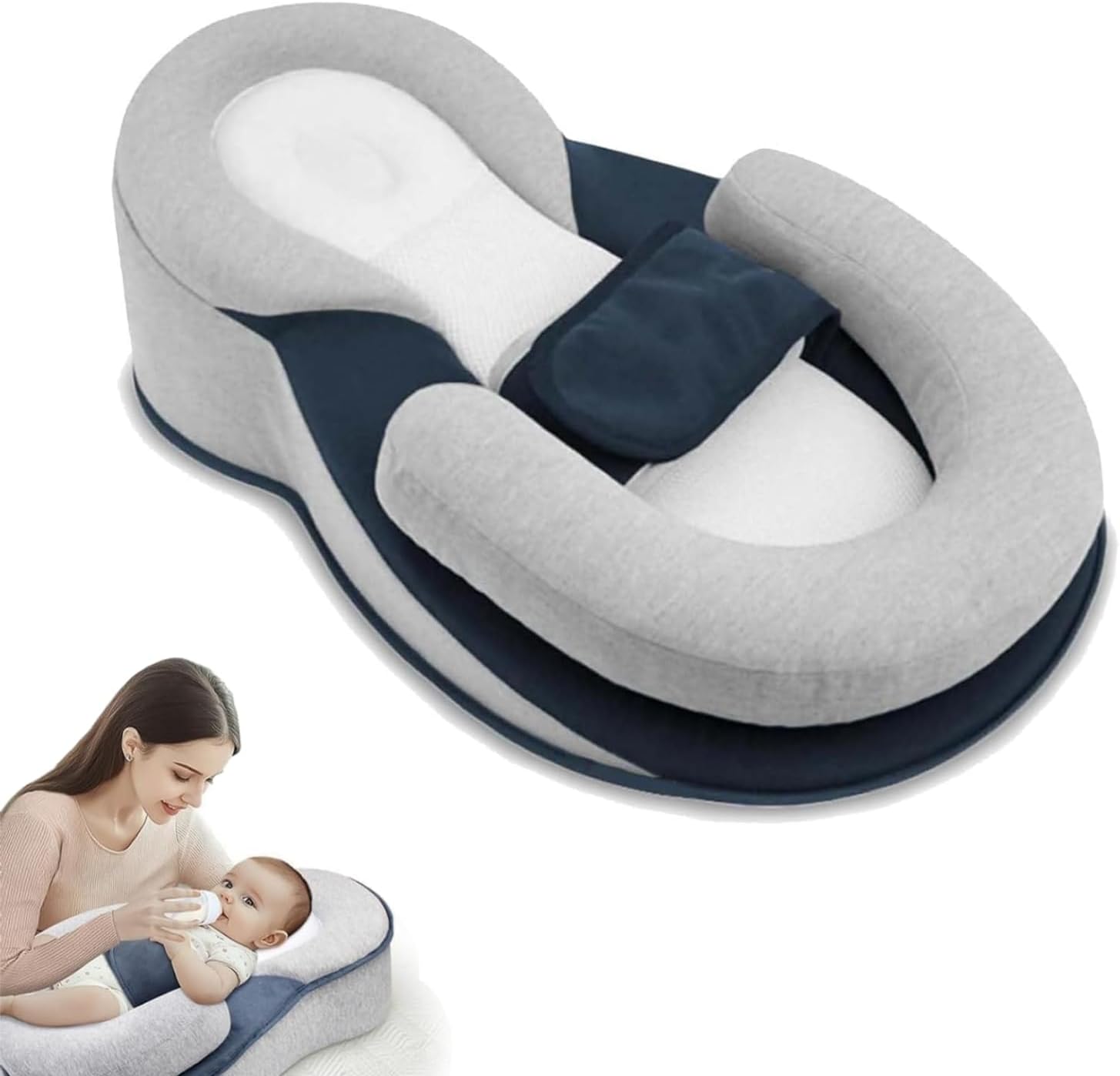 Anti Overflow Wedge Support Cushion - Adjustable, Removable Top & Bottom, Safety Strap, Ideal for Reducing Spit-Up & Tummy Time Use