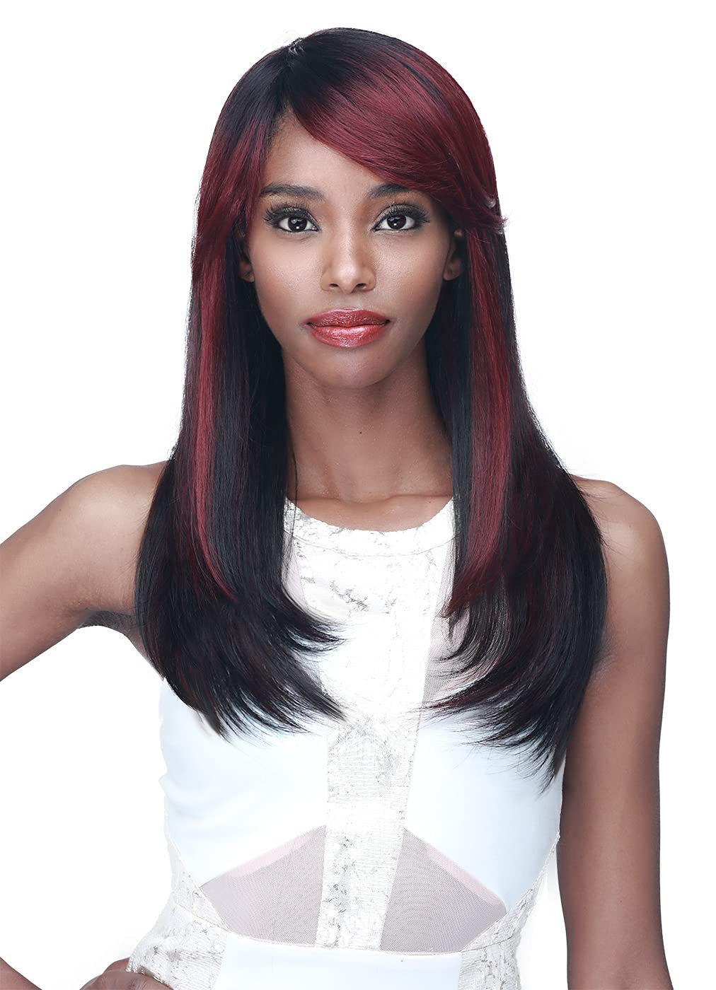 BOBBI BOSS Soft Blowout Straight Synthetic Wig -M1030 CASHLIN, Special Color Wigs with High Heat Resistant Wigs (1, Jet Black)