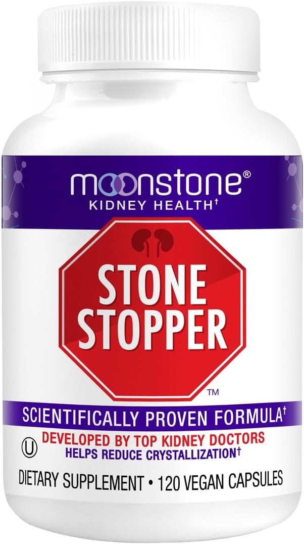 Moonstone Stone Stopper Capsules, Kidney Stone Prevention, Calcium Oxalate Protector, Alkali Citrate Support Supplement, Developed by Urologists to Support Kidney Health, 30 Day Supply (120 Count)