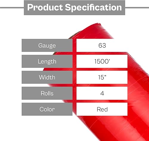 Miniatura 10 de PSBM - Rollo de película elástica azul, paquete de 4, 17 pulgadas x 1476 pies, calibre 34, rollos de película elástica a mano oscuraopaca para