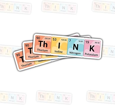 3 Pcs Th in K Think Periodic Table Chemistry Sticker Funny Science and Element Joke Vinyl Decal Waterproof for Laptop, Water Bottle, Notebook Gift for Teachers, Nerds, Students 3 Inch
