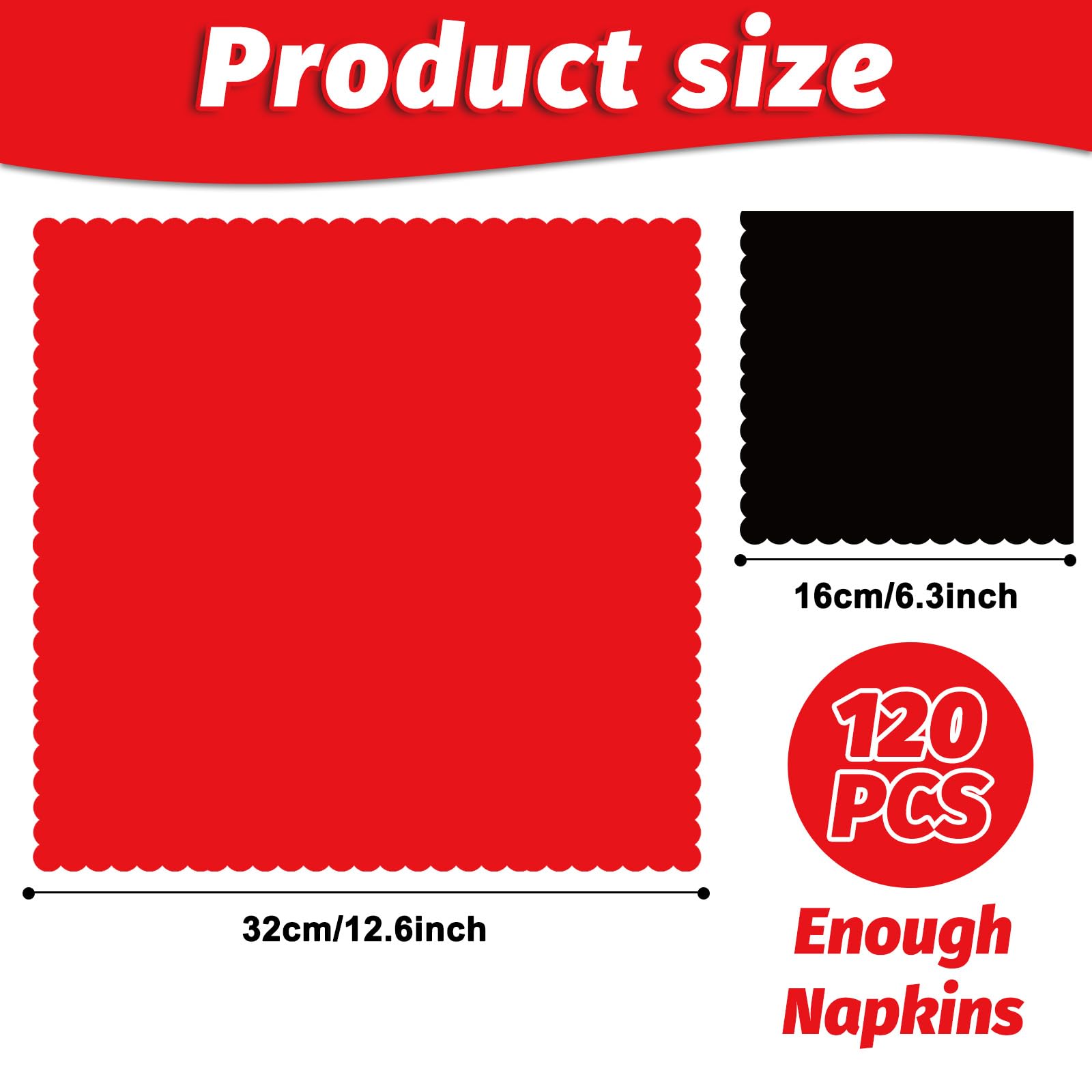 Paquete de 120 servilletas de cóctel de 3 capas con borde festoneado plegadas de 6.3 x 6.3 pulgadas, servilletas desechables para bodas, cumpleaños, baby shower, fiesta, cena, aniversario nupcial