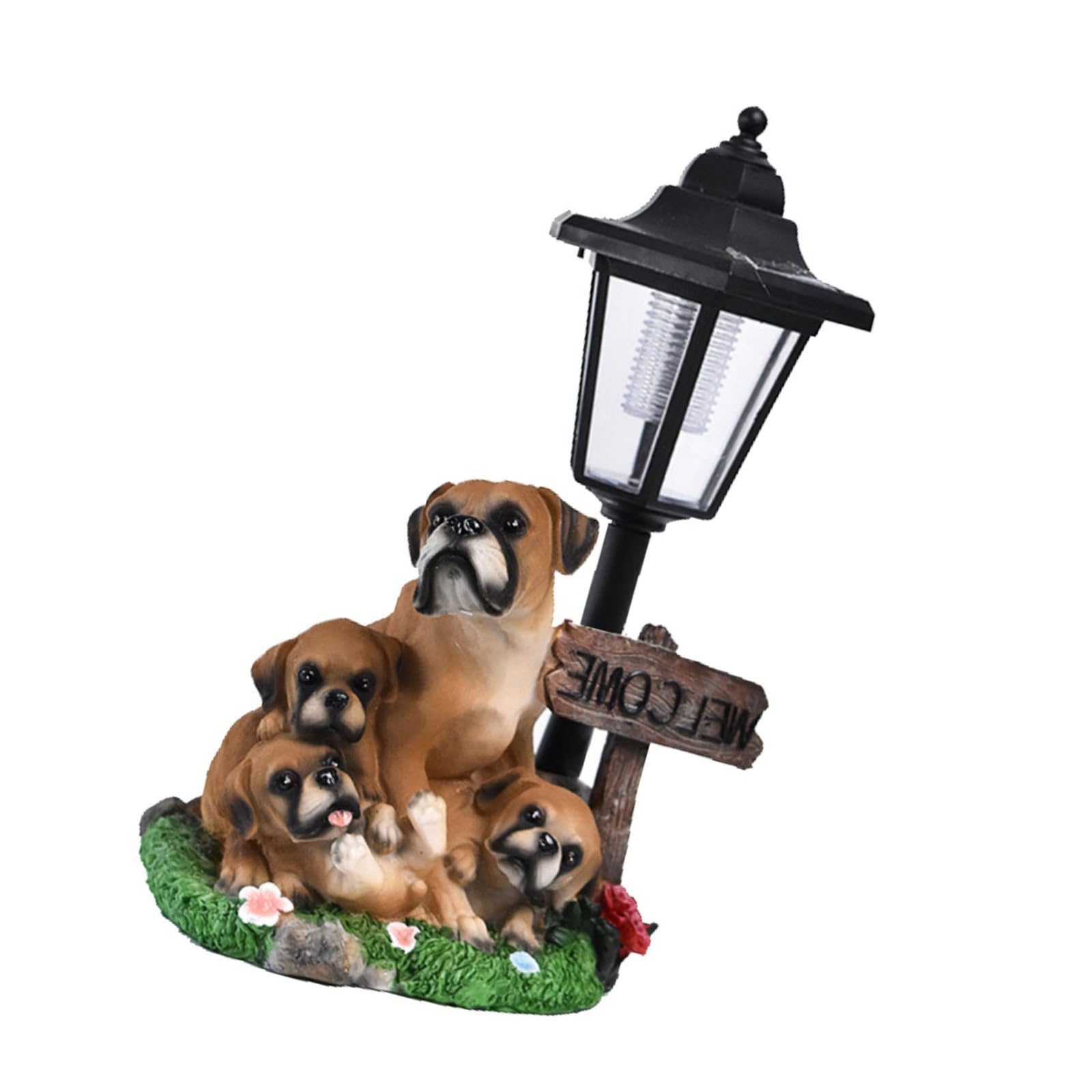 Figurine de chien en résine réaliste pour éclairer un porche sombre et décorer la cour