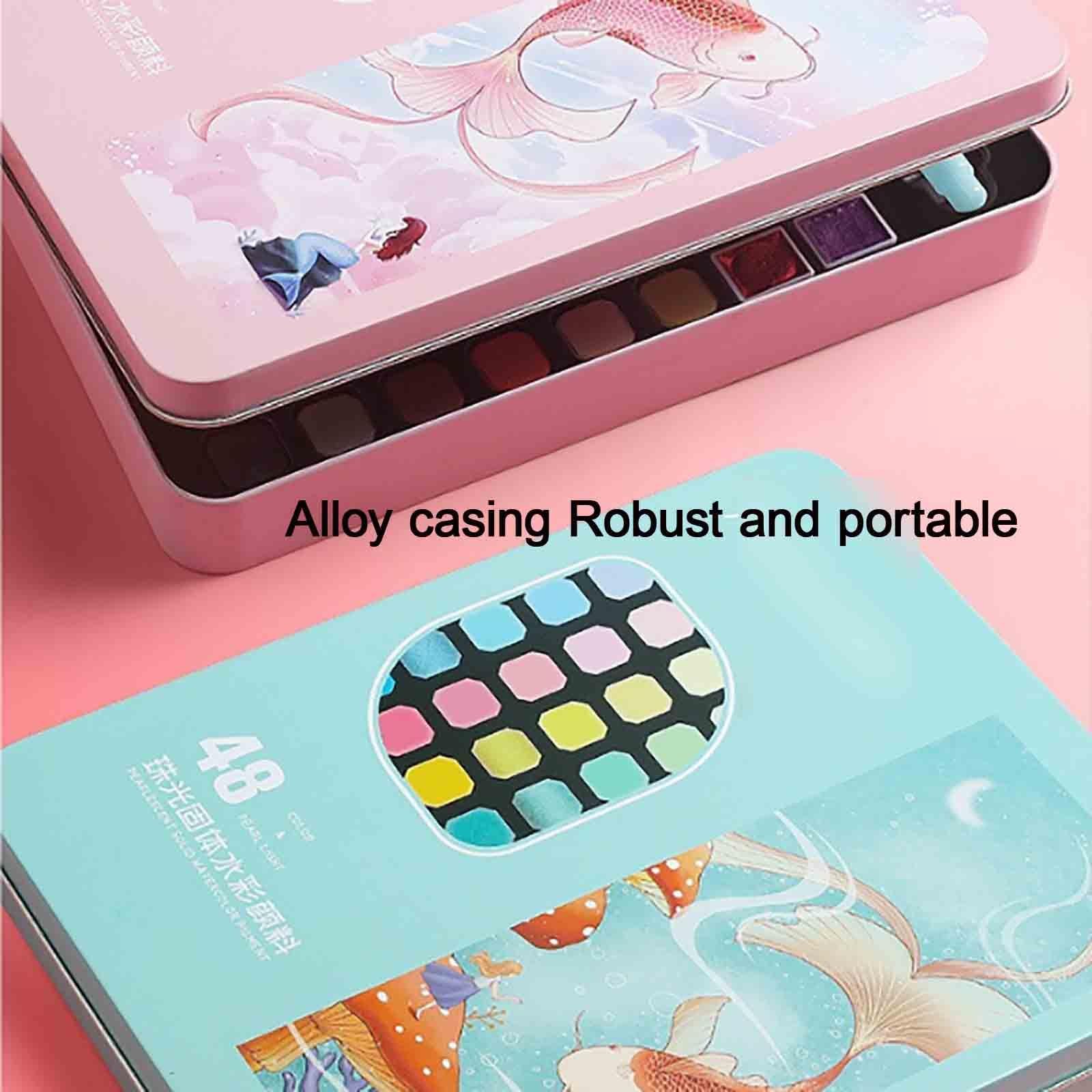 Perlmutt Solide Mini Aquarell Set Professionell Aquarellfarben All-In-One Pocket Aquarell Set Für Kunststudenten(60 colours - pink C)
