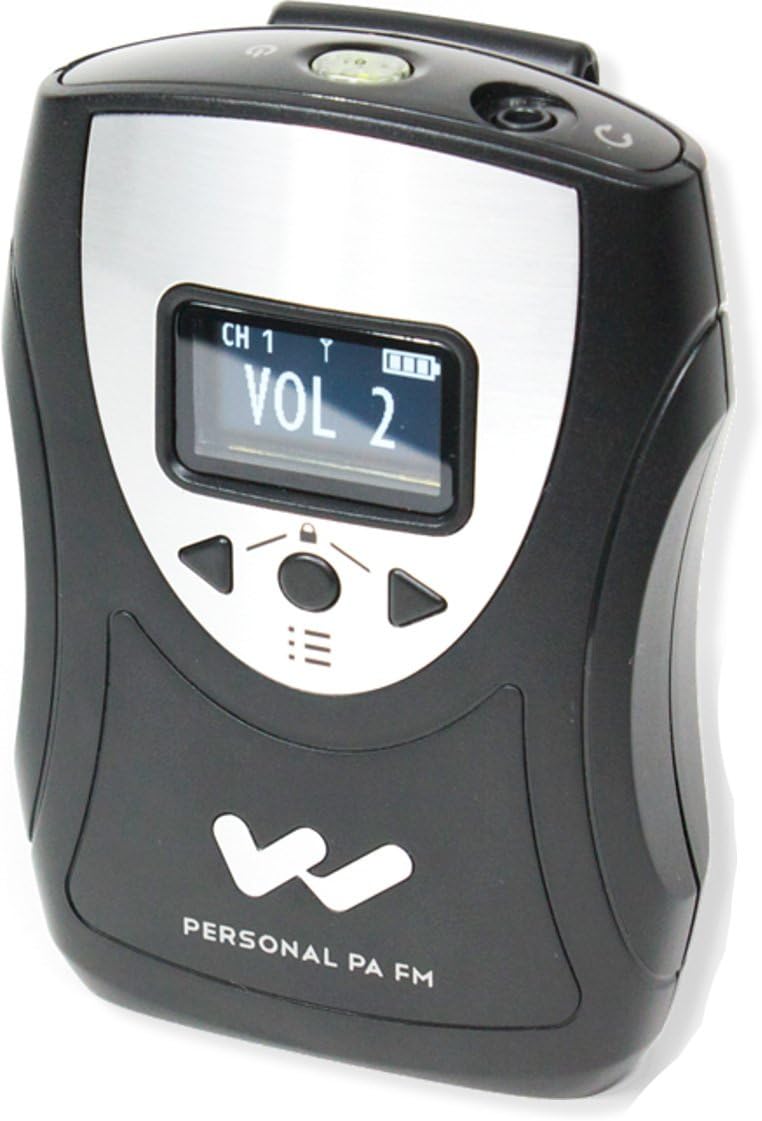 Williams AV PPA R38N Personal PA Multi-Channel FM Receiver with Display, OLED High-Resolution Screen, Digital Volume Controls, Sleep Mode/Auto-Off Saves Battery Power, Soft Audio Turn-On