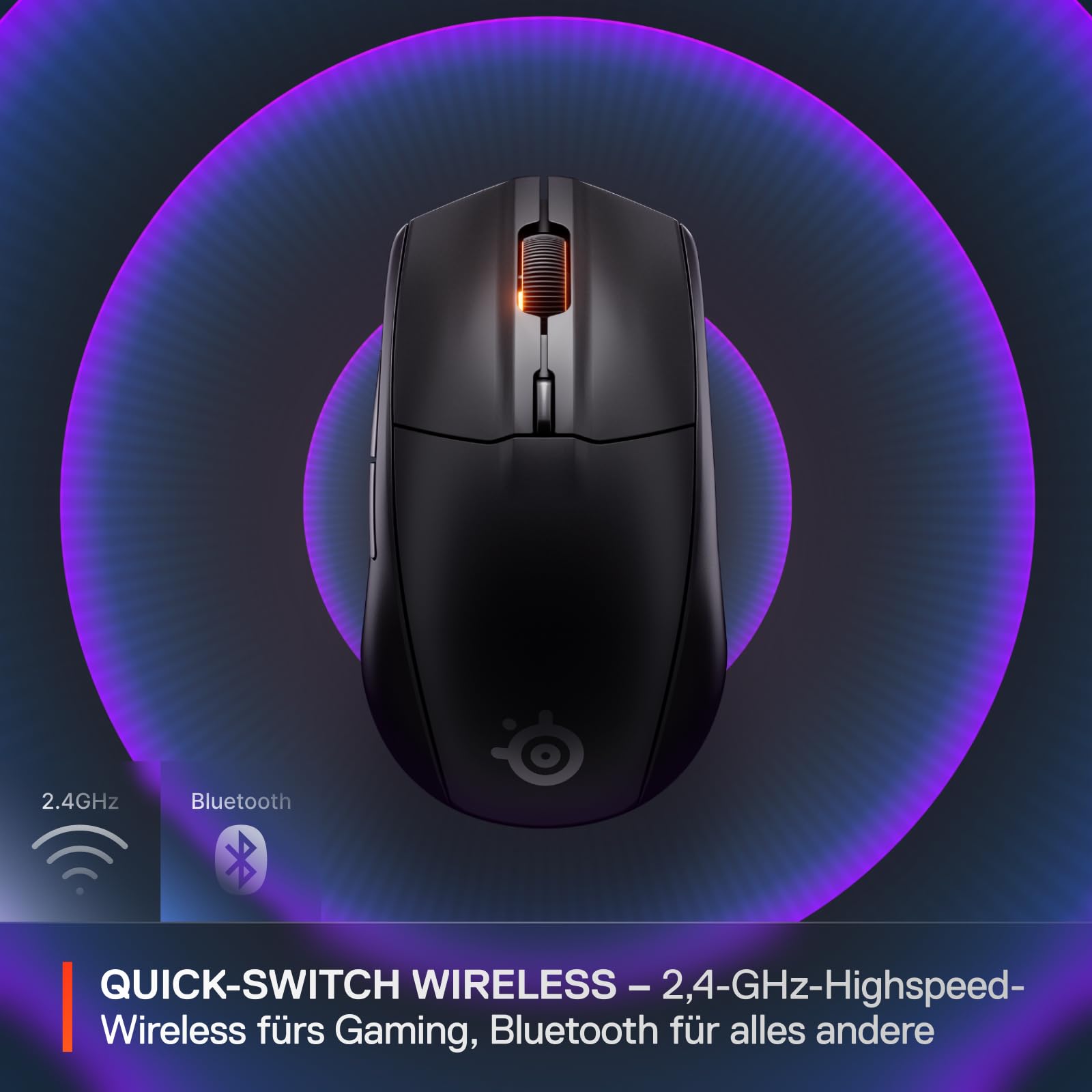 SteelSeries Rival 3 Wireless Gen 2 Gaming-Maus – 2,4 GHz Bluetooth – 18.000 DPI TrueMove Air-Optiksensor – 60 Mio. Klicks – PTFE-Gleitfüße – Schwarz