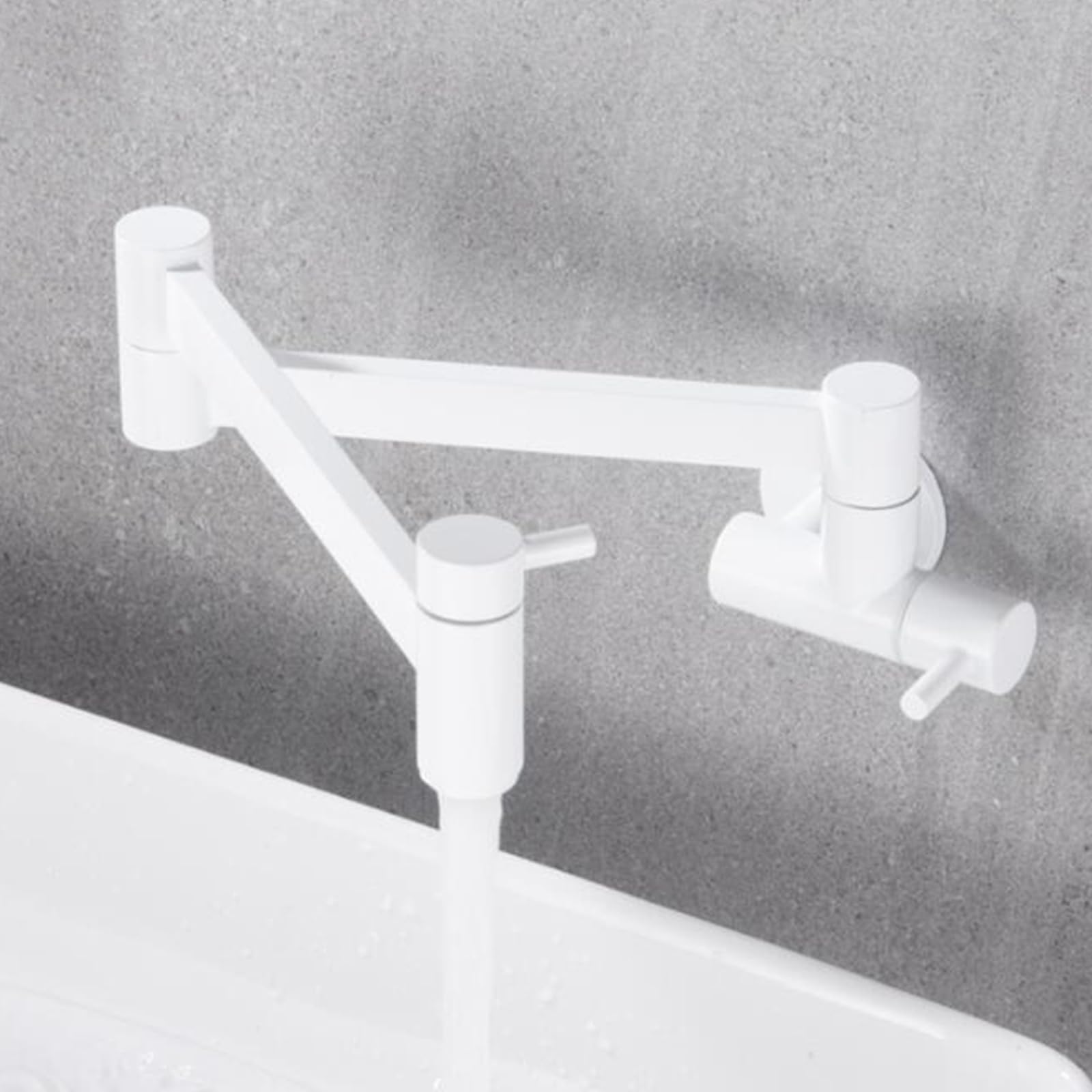 Wall Mounted Kitchen Taps Cold Water Double Switch Tap Folding Swivel Sink