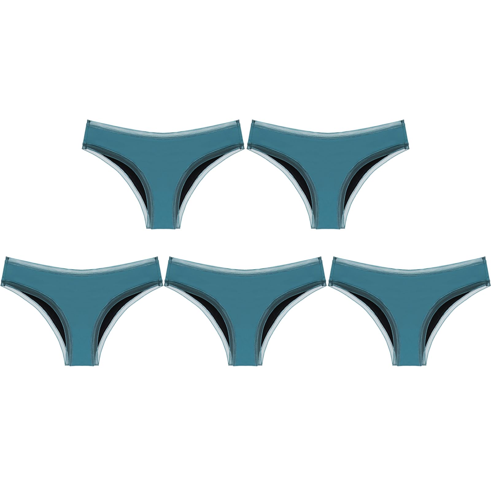 Bragas menstruales de 4 capas a prueba de fugas, de color liso, for flujo abundante, tallas grandes, for mujer(5pcs-blue,M)