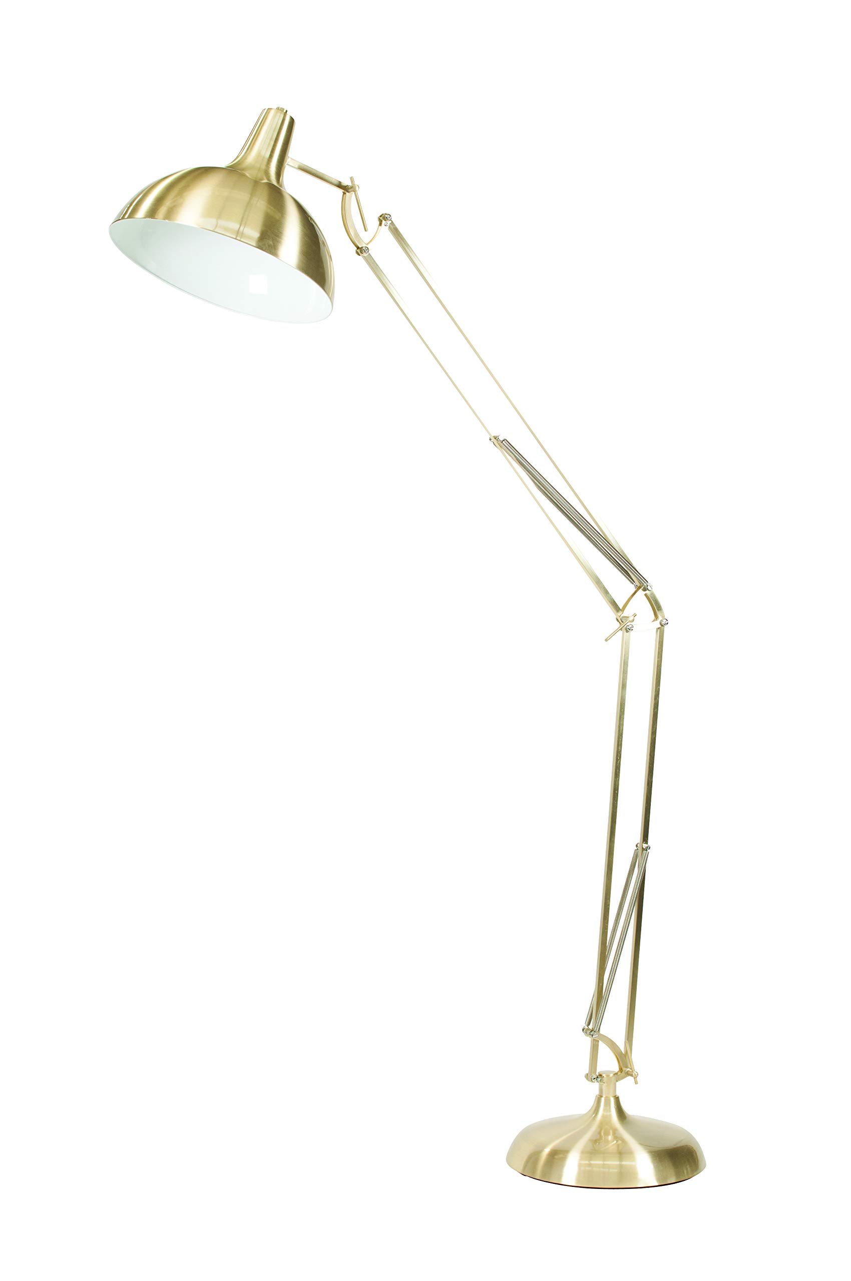 Pacific Lifestyle Gold Metal Task Floor Lamp | Industrial Oversized Tall Living Room Floor Lamp | Contemporary Brass Large Corner Lamps for Bedroom (Brass)