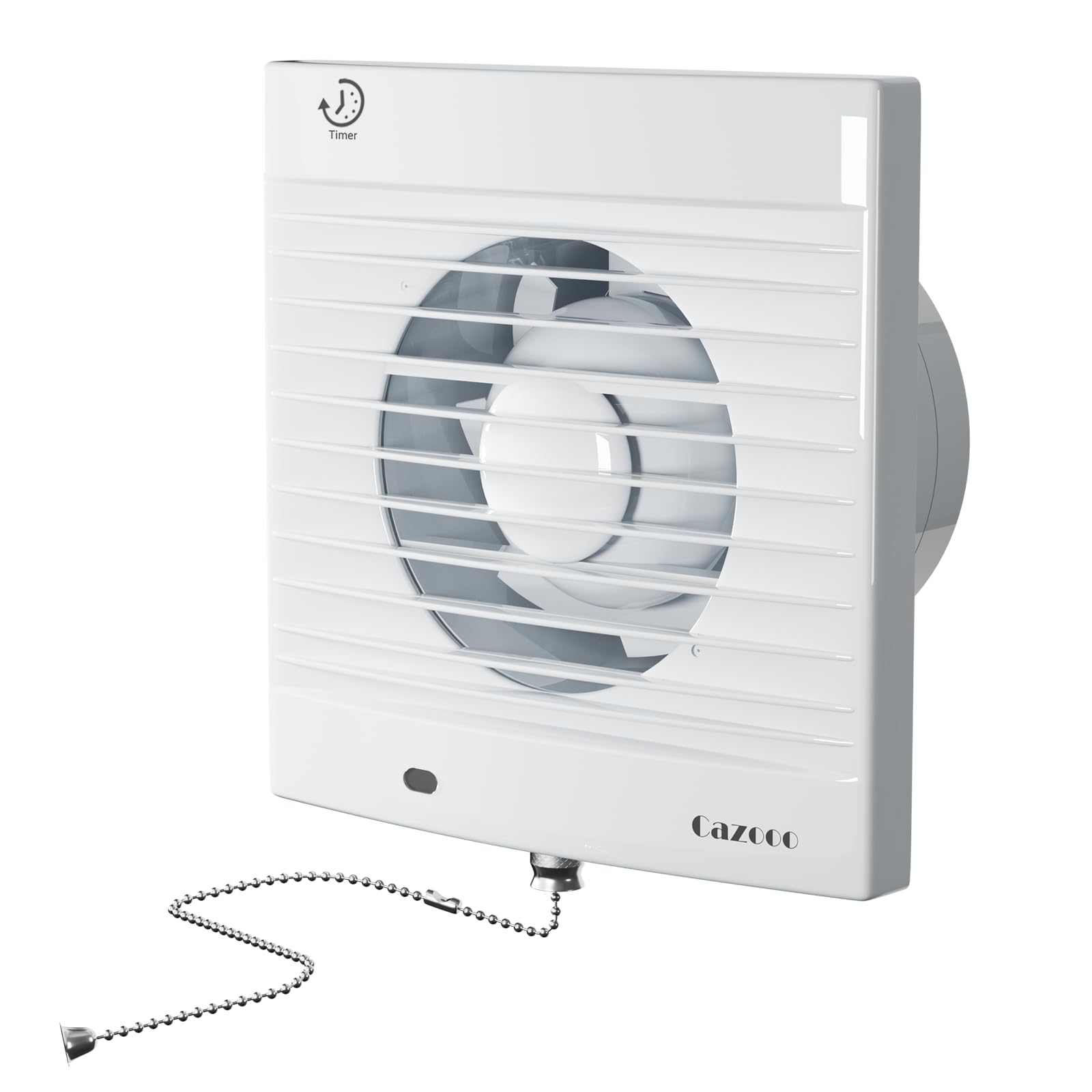 Ventilador extractor de baño de 100 mm con temporizador y cable de tracción, ventilador silencioso de baño de 12 W 130 m³/h, para montaje en pared/ventana, para cocina, inodoro, oficina, 34 dB