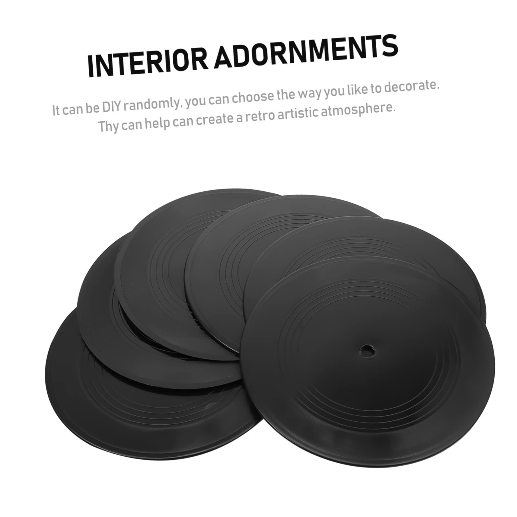 GLEAVI 12 Pezzi Dischi in Vinile Decorativi Neri Stile Retrò per Decorazione Pareti Bar e Caffè Materiale Vinile per Eventi e Fai da Te