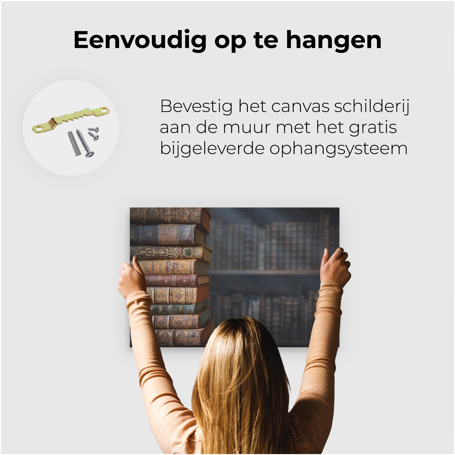 Artaza Leinwand Bilder Alte Bücher - 60x40 cm - Wanddeko Bibliothek - Wandbilder Wohnzimmer - Vintage Bücherregal Deko