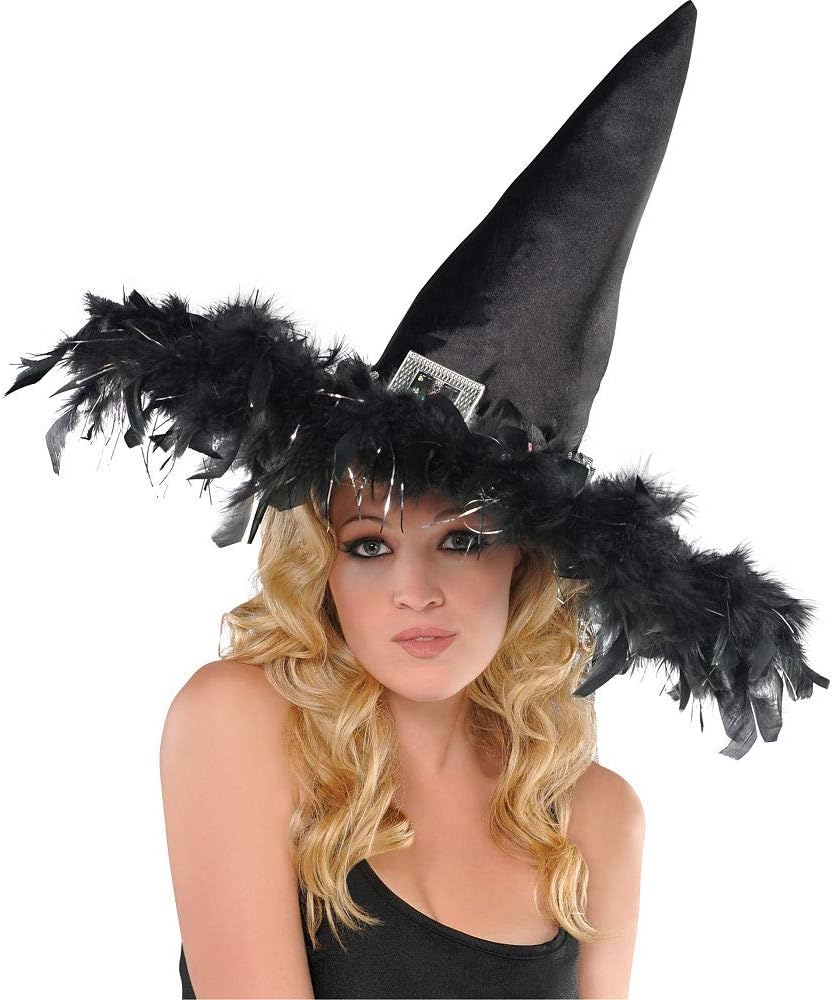 Black feather witch hat Clearance