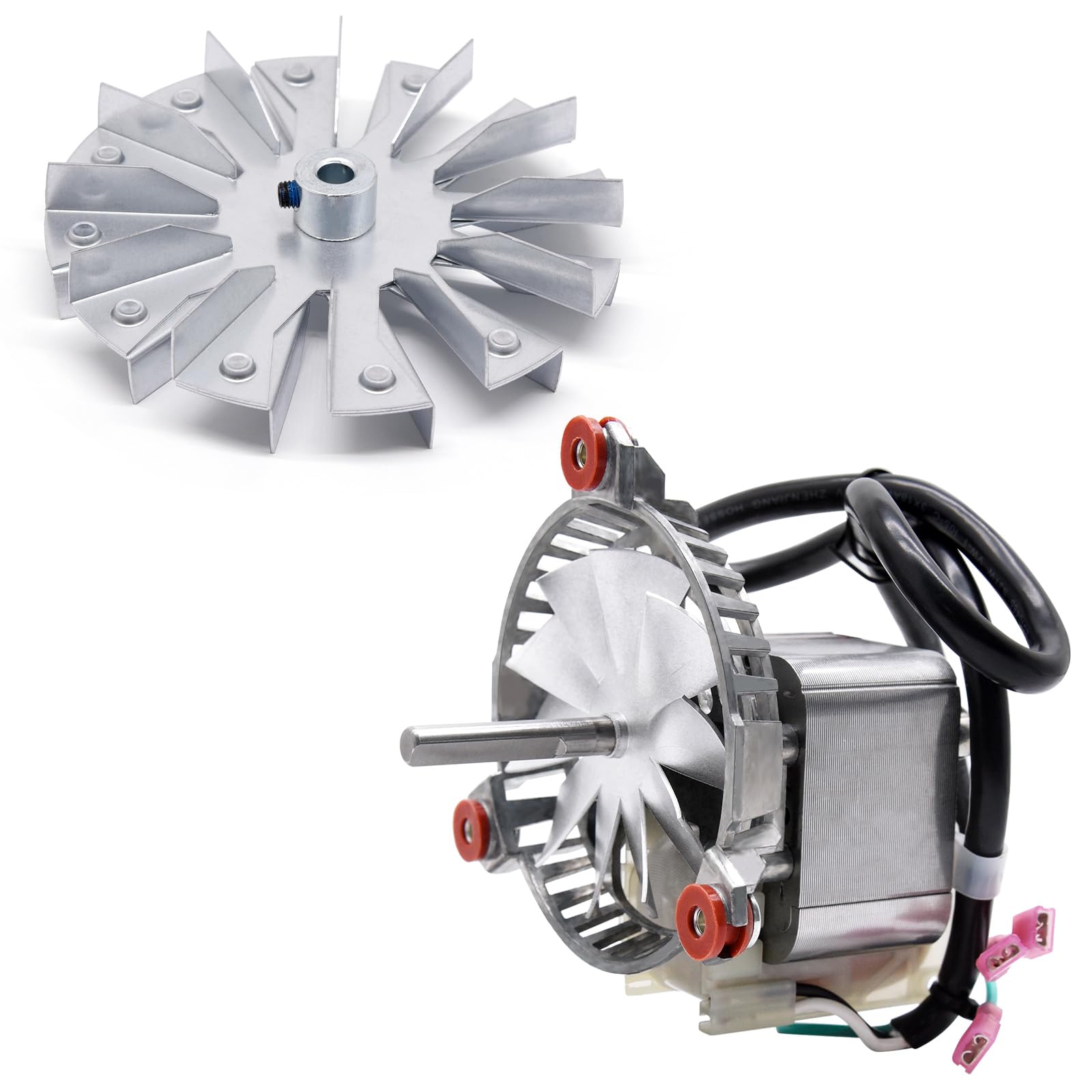 3-21-08639 Motor de ventilador de combustión para estufa de pellets Harman P68, P43, P61, P61A, Accentra 52i, Advance, P38, con hoja de ventilador de paleta doble de 5 pulgadas