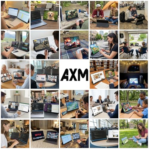 Image of AXM 16 inch Portable Monitor FHD IPS 120Hz Flicker-Free 400 Nits 140% sRGB(OLED-Like Colors) USB-C HDMI 2nd Monitor for Switch (Dock-Free), Windows, MacBook, Phone, Xbox