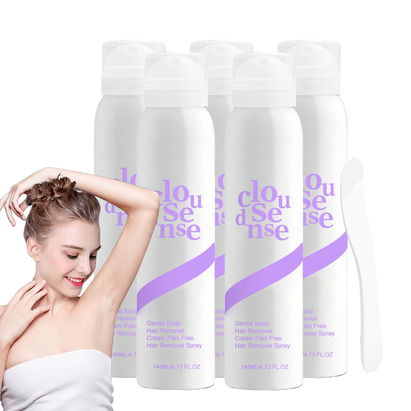 Cloud Sense mus do depilacji, bezbolesny mus do depilacji olejem kokosowym, bezbolesny krem do skóry wrażliwej, obszar bikini, łagodnie uspokajający dla ciała (5P)