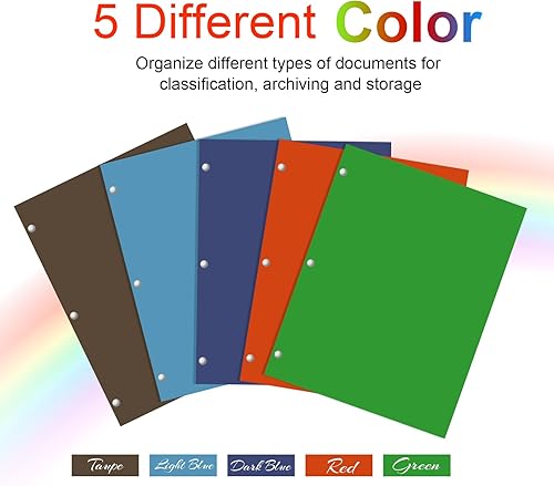 Miniatura 4 de HERKKA - Carpetas portafolio de dos bolsillos, paquete de 125 carpetas de papel perforado de 3 agujeros tamaño carta con bolsillos, 2 carpetas de
