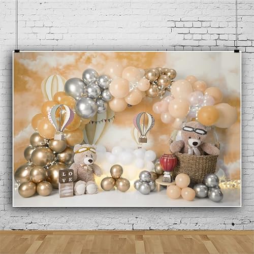 Miniatura 3 de Telón de fondo de aventura para baby shower, 10 x 6.5 pies, globos aerostáticos, fotografía, telón de fondo para recién nacidos, decoración de