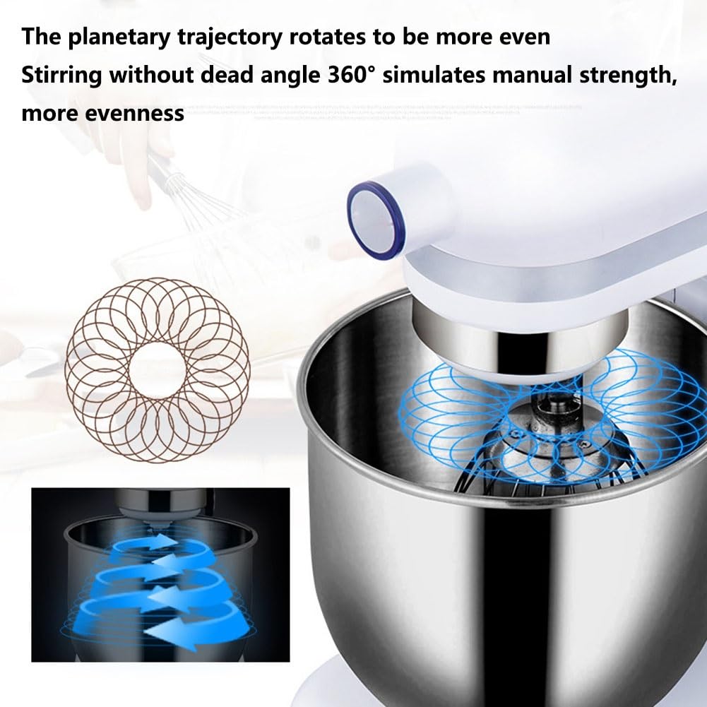 Impastatrice Planetaria 3QT, 7 Velocità, Con Ciotola In Acciaio Inox E 6 Accessori - Per Impastare, Montare E Frullare