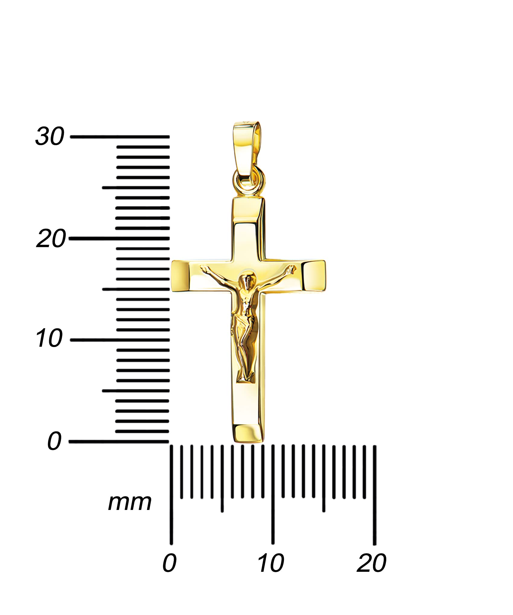 Kruzifix-Anhänger 585 Gold 14 Karat Kreuz-Anhänger Jesus Christus Ketten-Anhänger mit Schmuck-Etui
