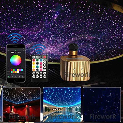 2020 New Upgraded 16W Twinkle Fiber Optic Light Star Ceiling Kit, Bluetooth APP/Remote Music Mode LED RGBW Starlight Headliner for Car and Room, 380pcs0.03in9.8ft