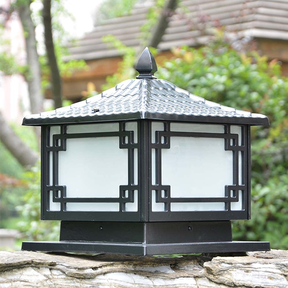 Mengjay Trade Antique Lampe Pilier Extérieur Étanche - Lampadaire Jardin Rétro en Aluminium et Métal E27 pour Portail, Chemin, Sentier, Terrasses, Cour et Porches