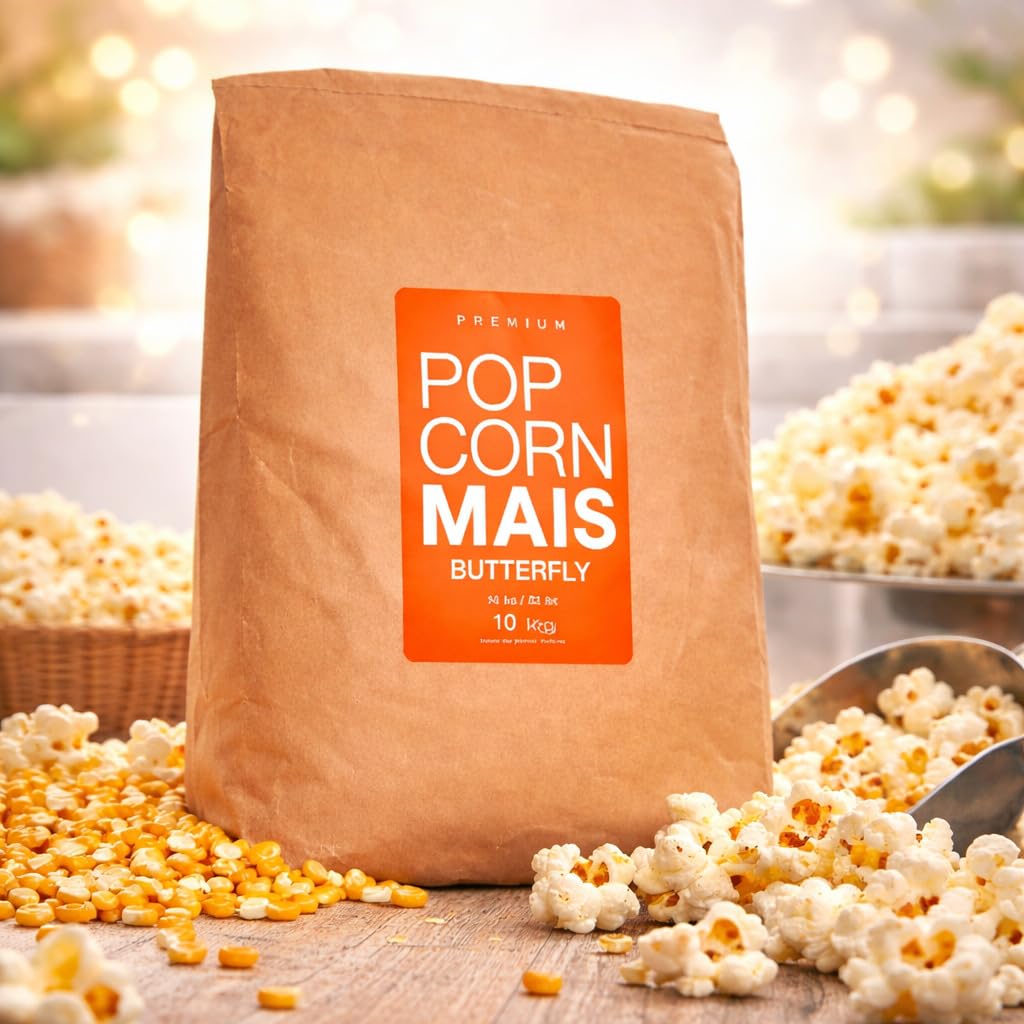 Premium Butterfly Mais der Klassiker des Popcorn Mais Kinopopcorn 10 Kg Sack XXL 1:46 Popvolumen