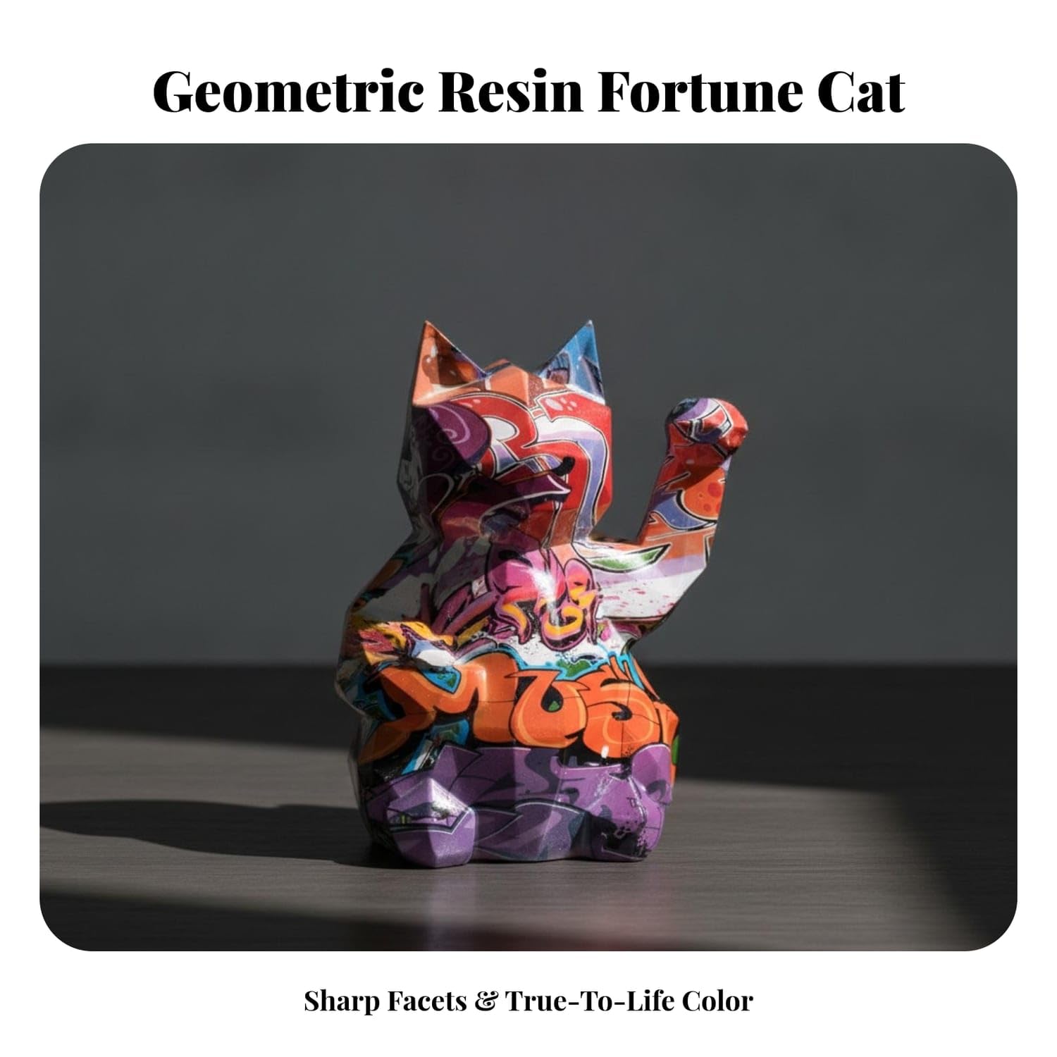 Buy CLOVRIX® Geometric Fortune Cat Figurine Resin Fortune Cat