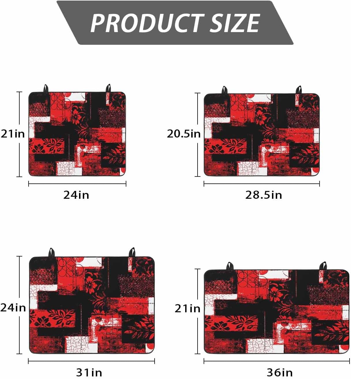 Stove Top Cover Red Black Floral Leaves Stove Cover for Electric Stove Top Boho Plaid Collage Glass Cooktop Covers Anti-Slip Mat Heat R esistant Countertop Protector Kitchen Decor 28.5"x20.5"