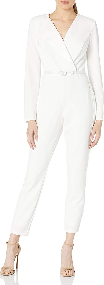 White tuxedo jumpsuit womens Clearance