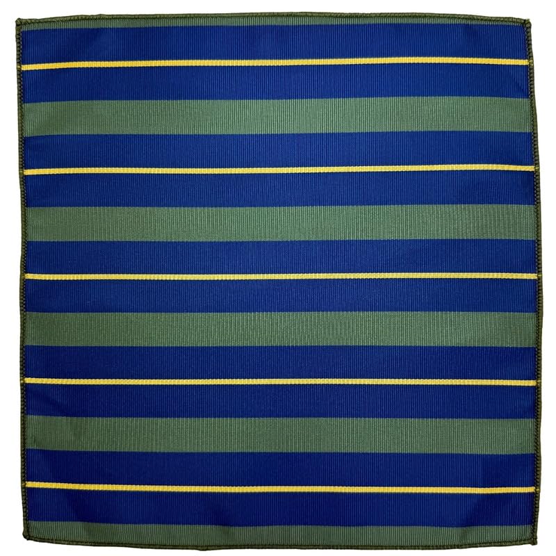 Blue & Green Microfiber Pocket Square for Men Striped Design-image-32