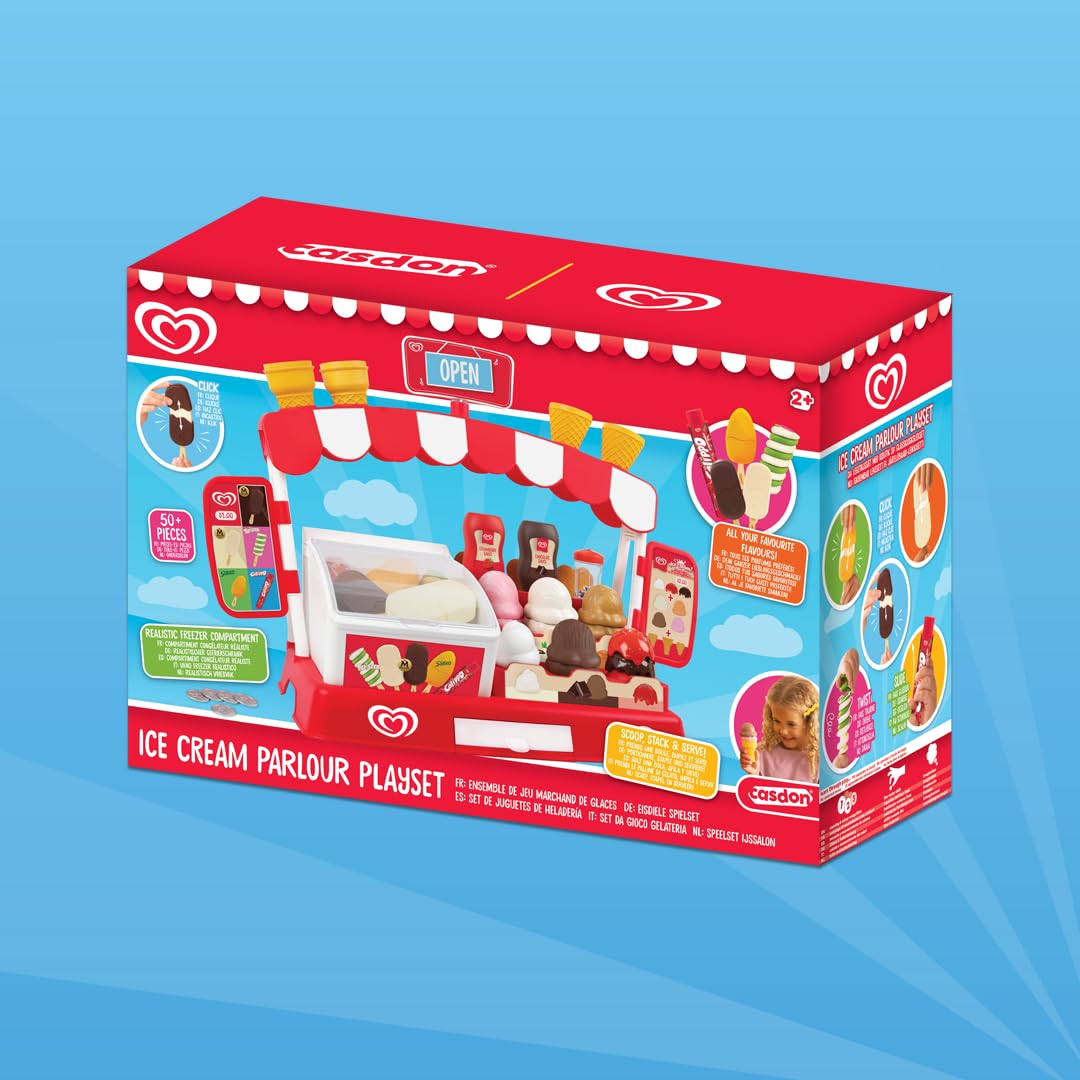 Casdon set gelateria giocattolo ufficiale Algida | Gelateria giocattolo per bambini dai 2 anni in su | Con freezer, espositore gelati, denaro finto e più di 35 pezzi