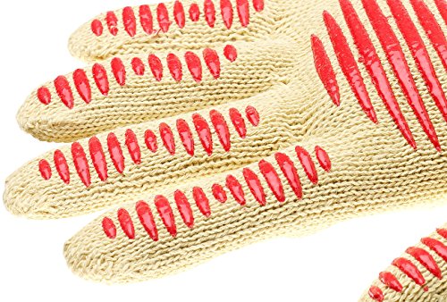 Foto von Rosenstein & Söhne Arbeitshandschuhe: 2er-Set Sicherheits-Handschuh, Hitze- & Schnittschutz, Antirutsch-Pads (Hitzehandschuh, Küchenhandschuh, Kettensäge)