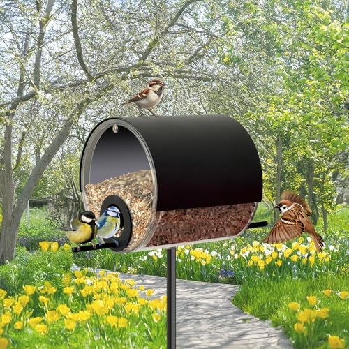 MeLiTec Edelstahl Vogel-Station Fässchen, schwarz matt, stehend...