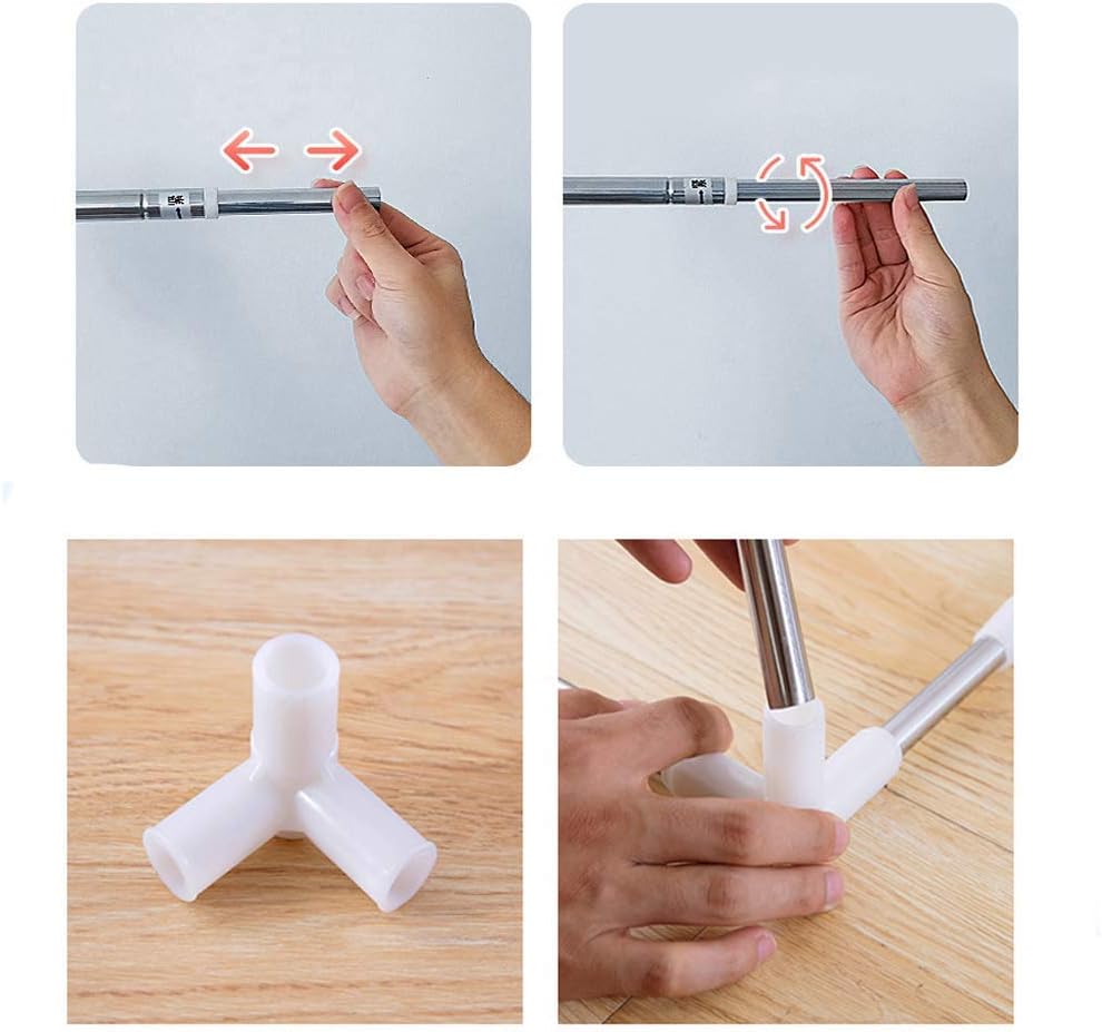 Removable Mosquito Net Bracket, Easy Assemble4 Corner Stainless Steel Mosquito Net Bracket Four Corner Bed, Plastic Tee Connecters Bedroom Decoration Accessories Perfectly Fits You