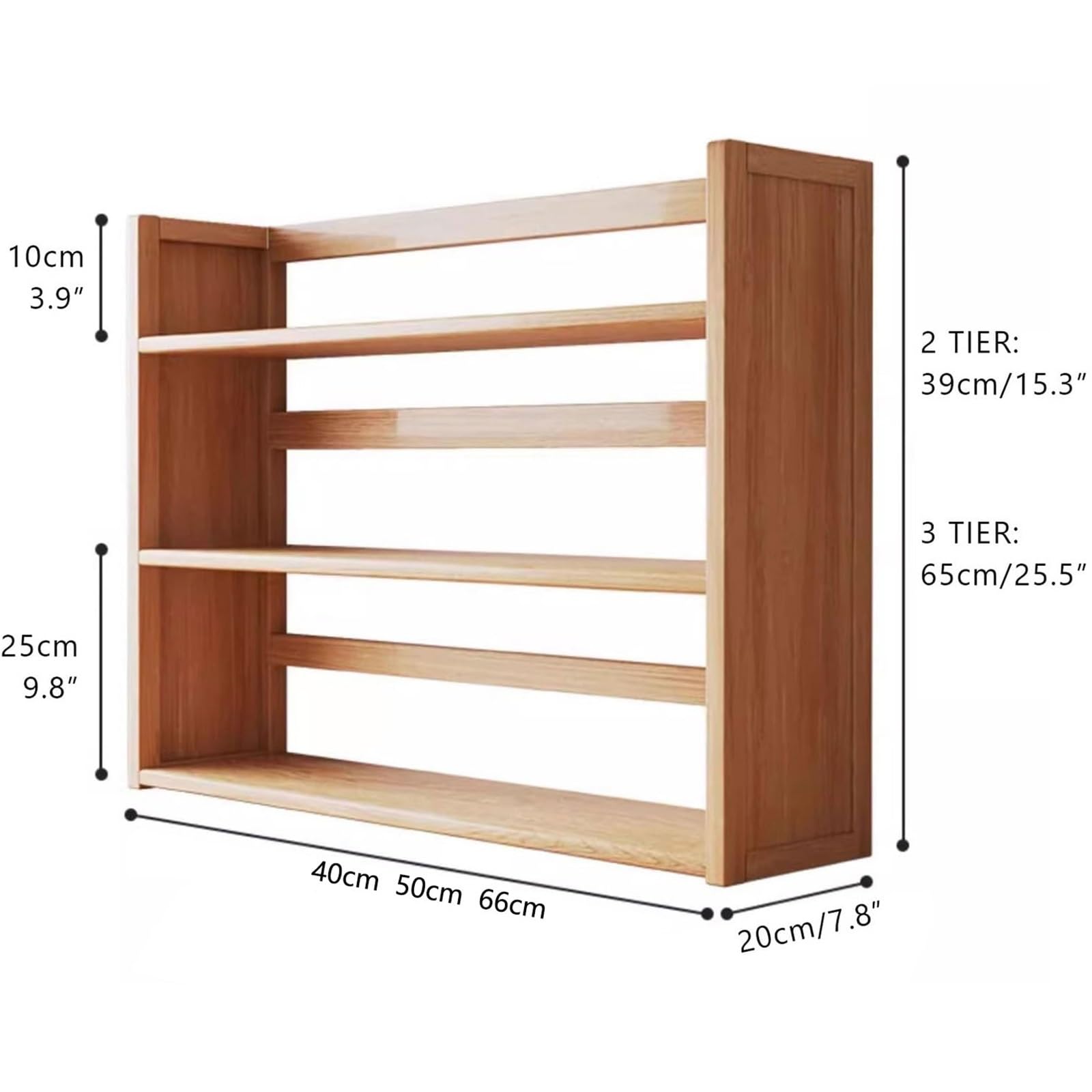 JingNian Petite Étagère De Bureau en Bois, Étagère À Poser sur Bureau 2 Niveaux, Rangement Multifonction pour Maison, Dortoir Et Espace De Travail(Walnut 2 Tier,66cm)
