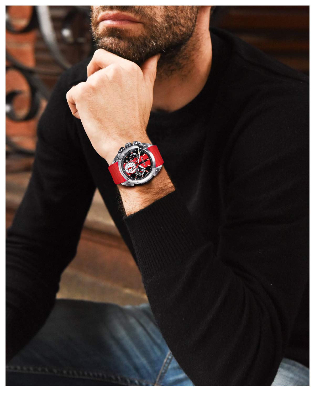 BINLUN Bracelet de Montre en Silicone à Dégagement Rapide 18mm 19mm 20mm 21mm 22mm 24mm Étanche Remplacement Bracelets pour Montres en Caoutchouc avec Boucle Déployante pour Homme et Femme